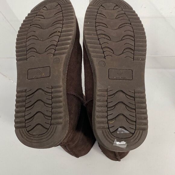 DREAM PAIRS High-top Winter Snow Boots Slip-On Leather Faux Lined Brown 10 - Picture 12 of 13